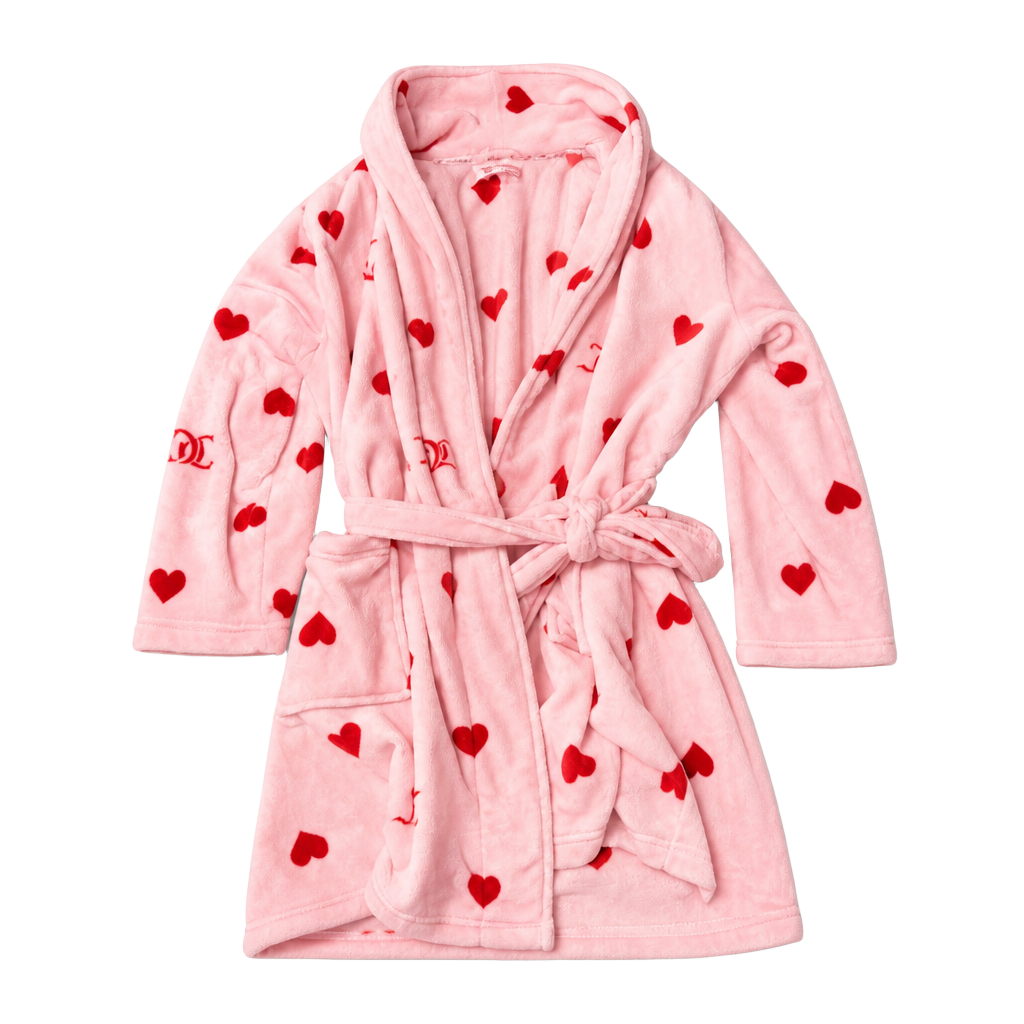 Juicy Couture Plush Robe Size 1X Pink Red Hearts Sleepwear 1