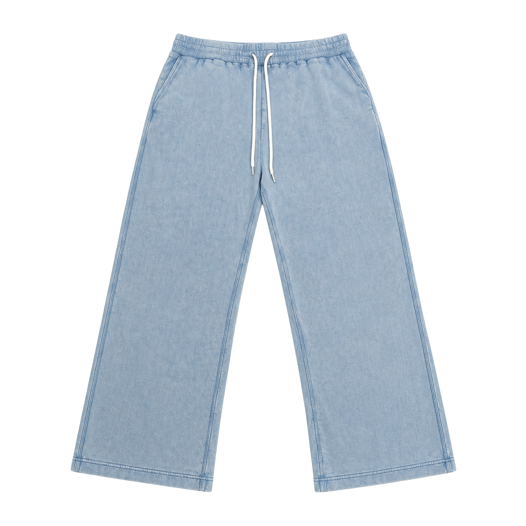 Lou & Grey Blue Wide Leg Drawstring Knit Pants 1