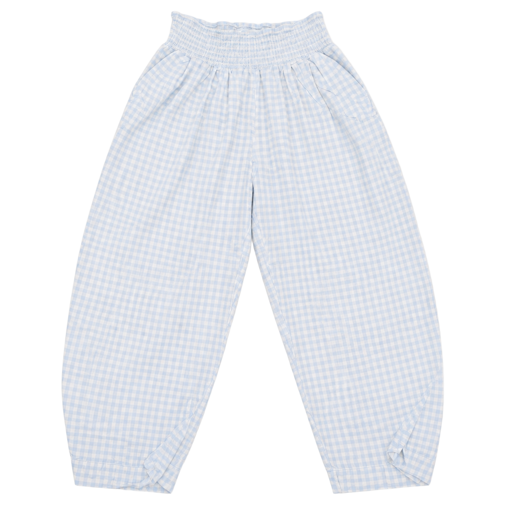 Kimchi Blue Light Blue Gingham Smocked Waist Balloon Pants 1