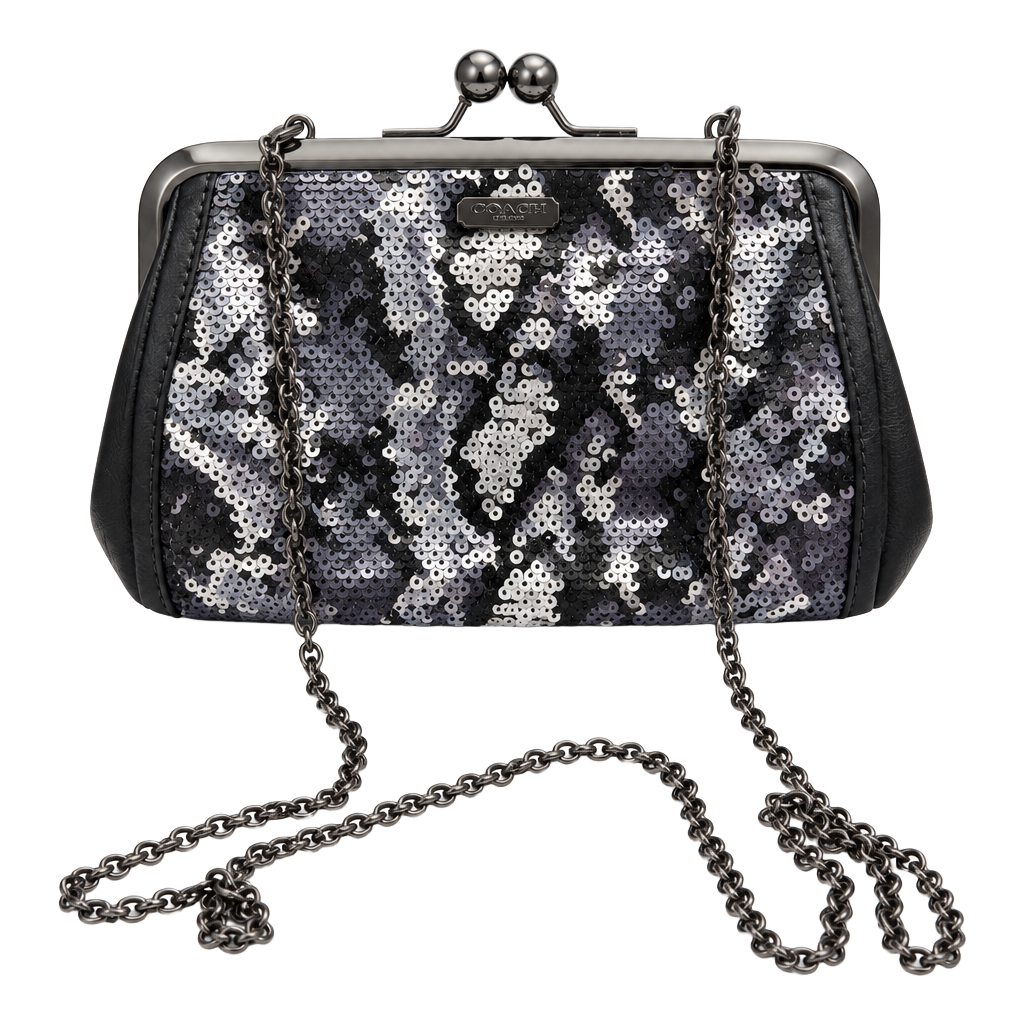 Coach Madison Sequin Python Frame Clutch Crossbody Bag 1