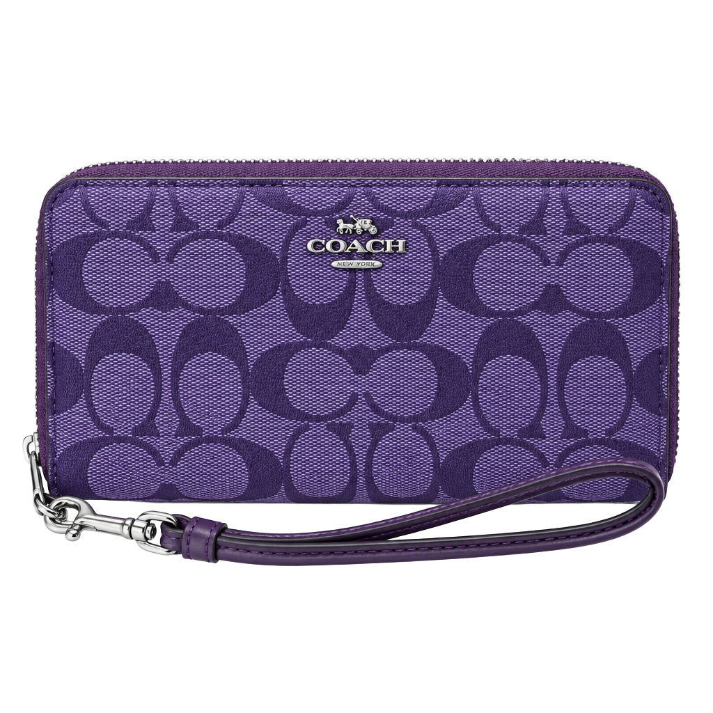 Coach Signature Purple Long Zip Around Wallet or Wristlet 1