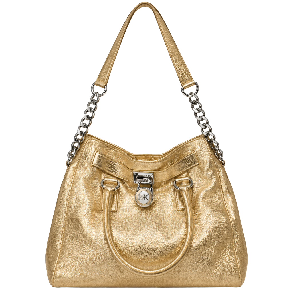Michael Kors Hamilton Gold Metallic Leather Handbag 1