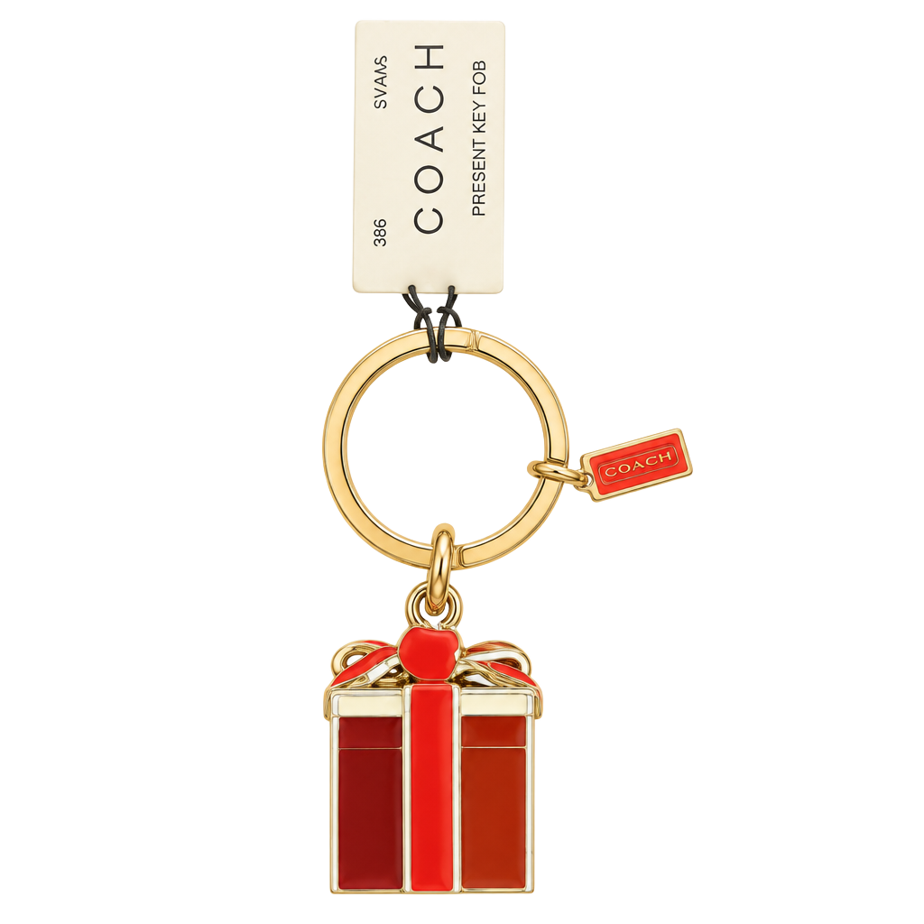 Coach Present Key Fob Red Gift Box Keychain Charm 1