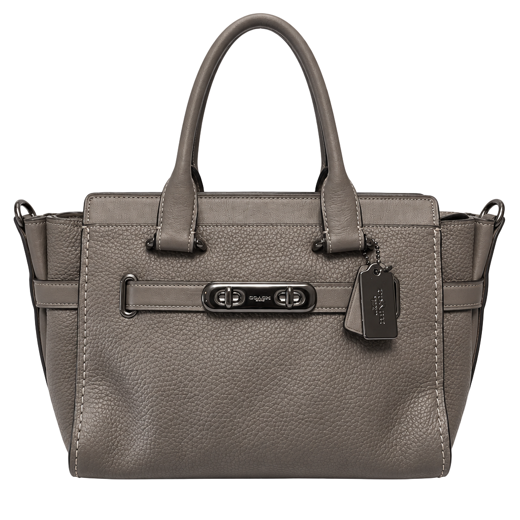 Coach Swagger 27 Pebble Leather Satchel Grey Handbag 1