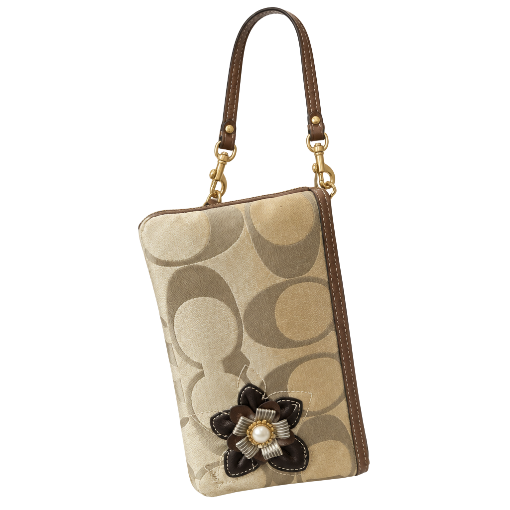 Coach Signature C Floral Applique Wristlet 1