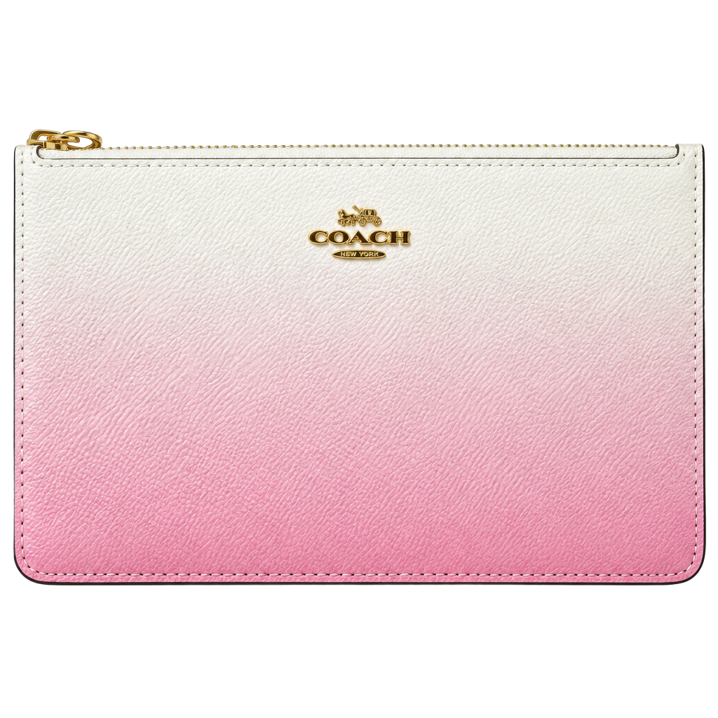 Coach Ombre White To Pink Gradient Leather Wristlet 1