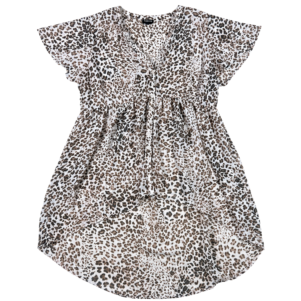 Torrid Lexie Babydoll Chiffon Tunic Top in Leopard Print 1