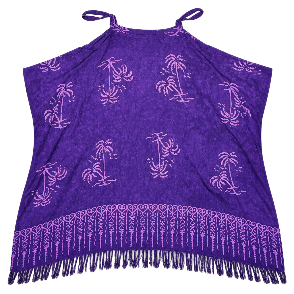 Pineapple Moon Purple Palm Tree Cover-Up with Fringe Hawaiian dress aloha dress 1