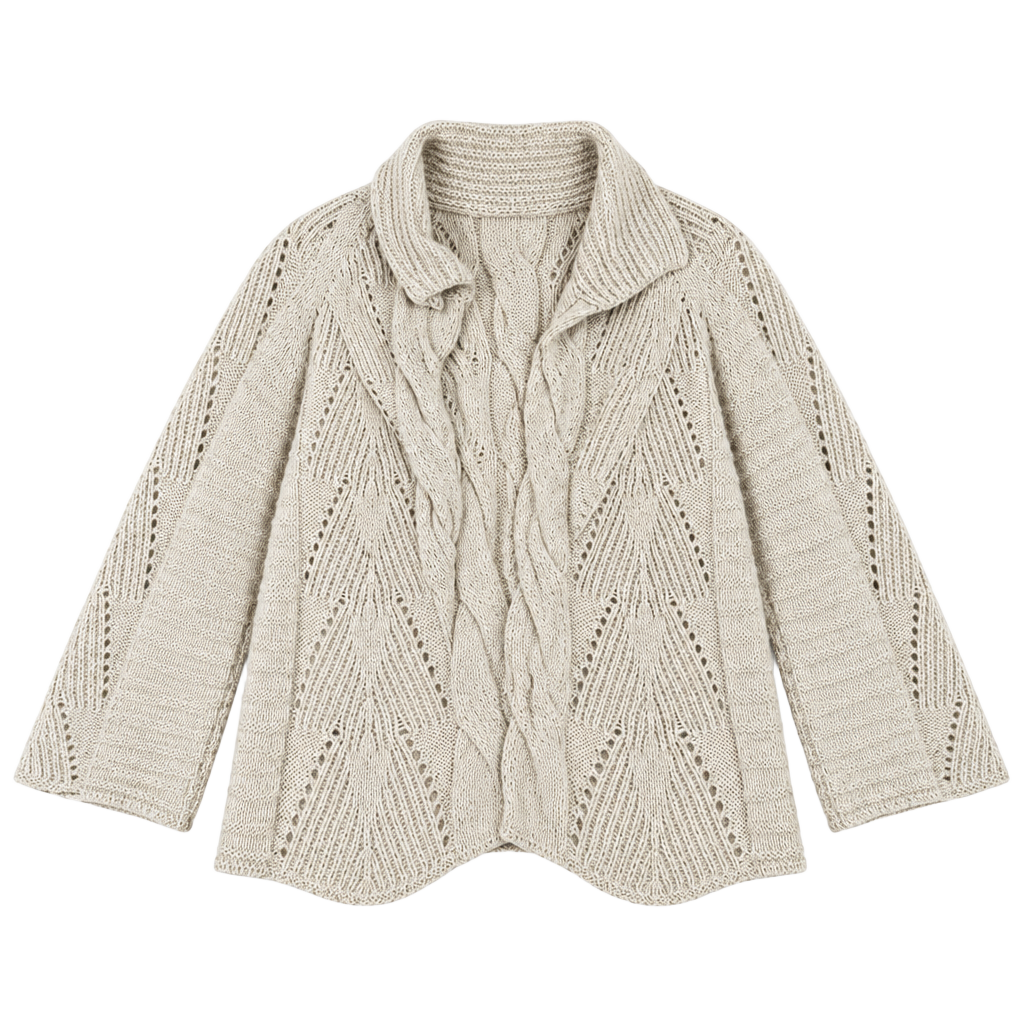 Kuna Cardigan Size S Beige 100% Baby Alpaca Cable Knit Sweater 1