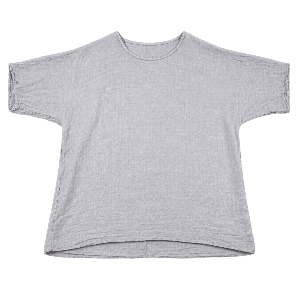 P&R Star Made in Italy Linen Oversized boxy Top 2X gray short sleeve top 1