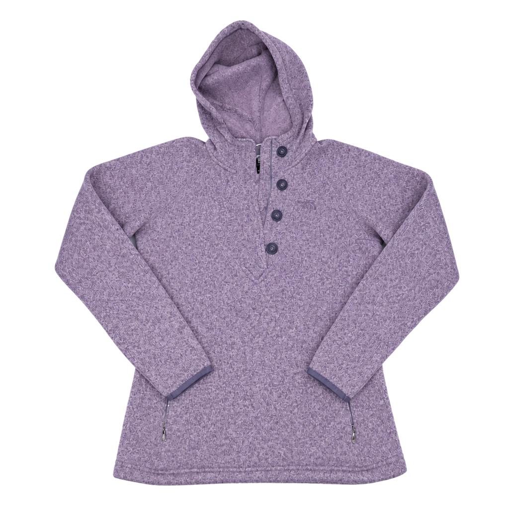 The North Face Women's Heathered Purple Pullover Hoodie with Button Placket 1