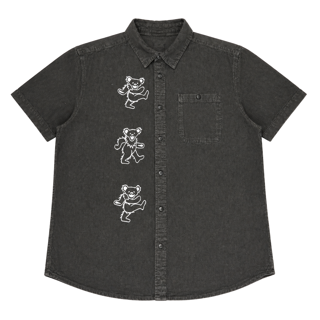 The North Face Grateful Dead Dancing Bears Embroidered Short Sleeve Button-Down Shirt one of a kind 1