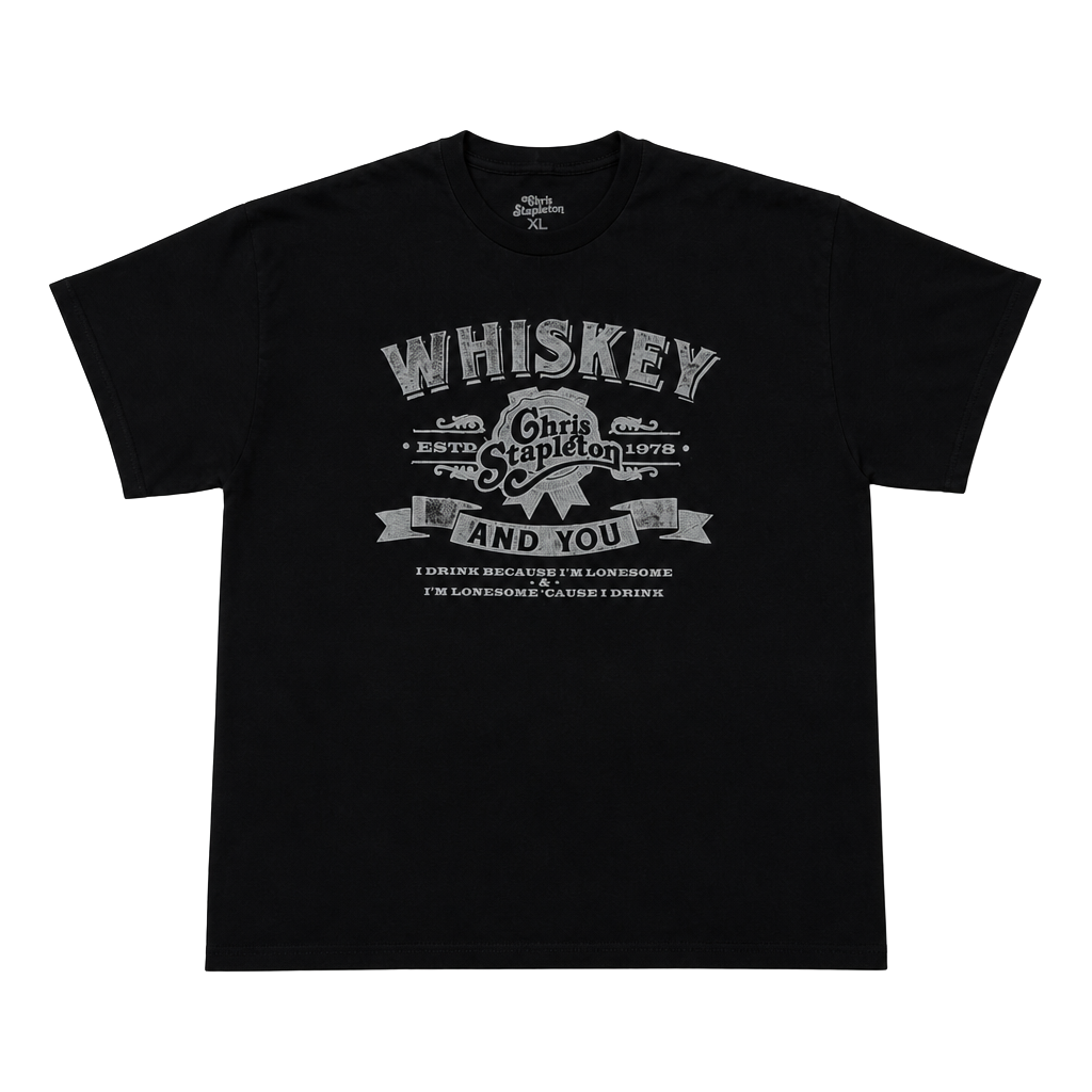 Chris Stapleton Whiskey and You Graphic T-Shirt Black Size XL 1