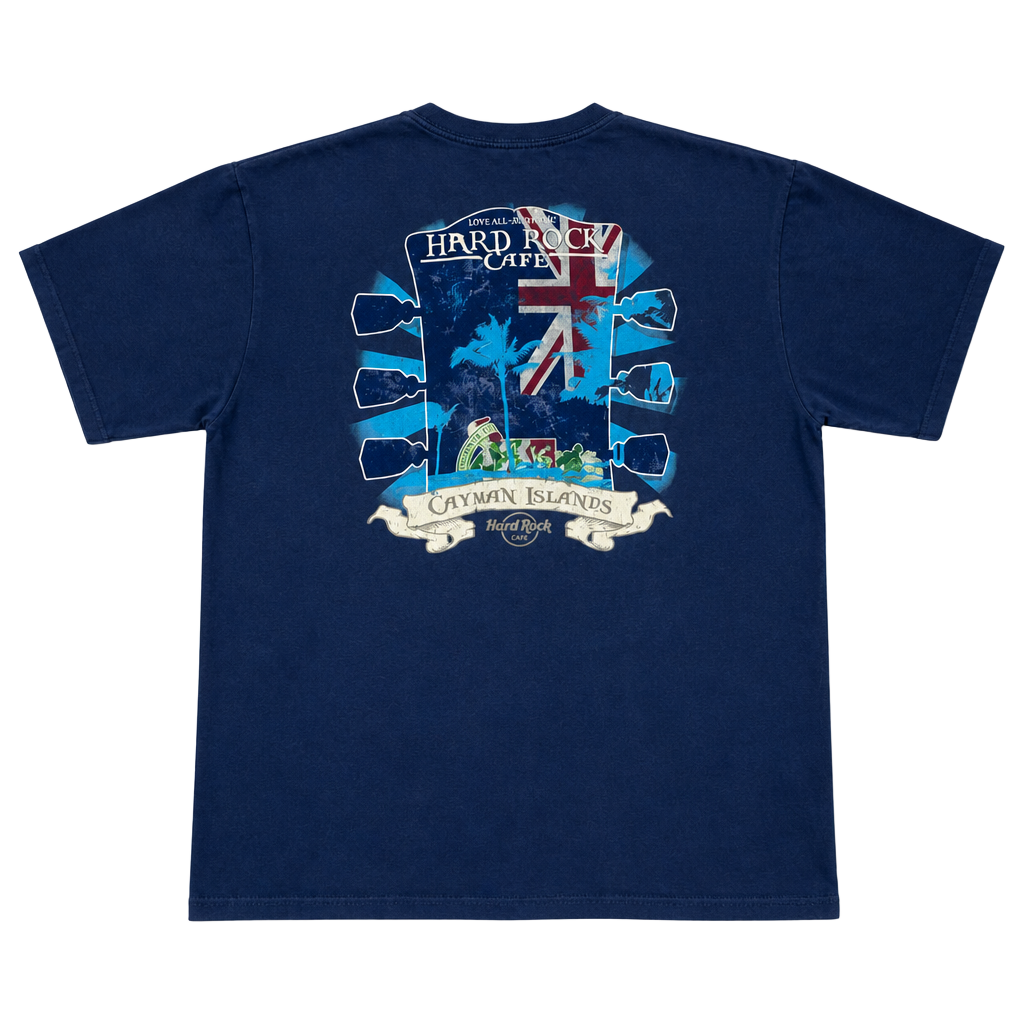 Hard Rock Cafe Cayman Islands Guitar Headstock Graphic T-Shirt Size XL 1