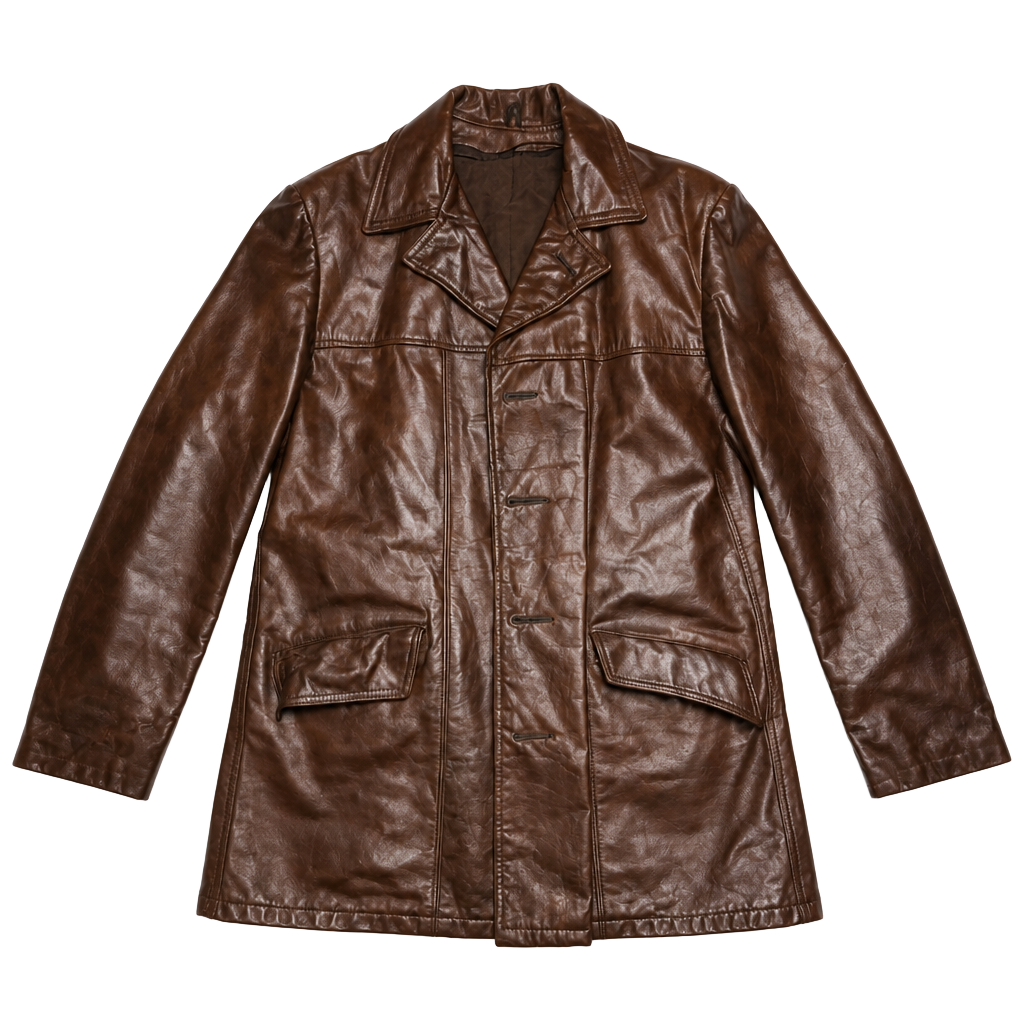 Vintage It's a Holiday Brown Leather Mid-Length Jacket with Removable Faux Fur Lining 1