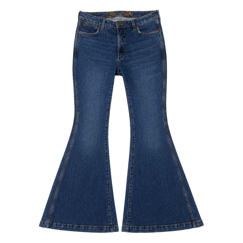 Wrangler High Rise Flare Jeans Blue Denim 31X34 cowgirls 1
