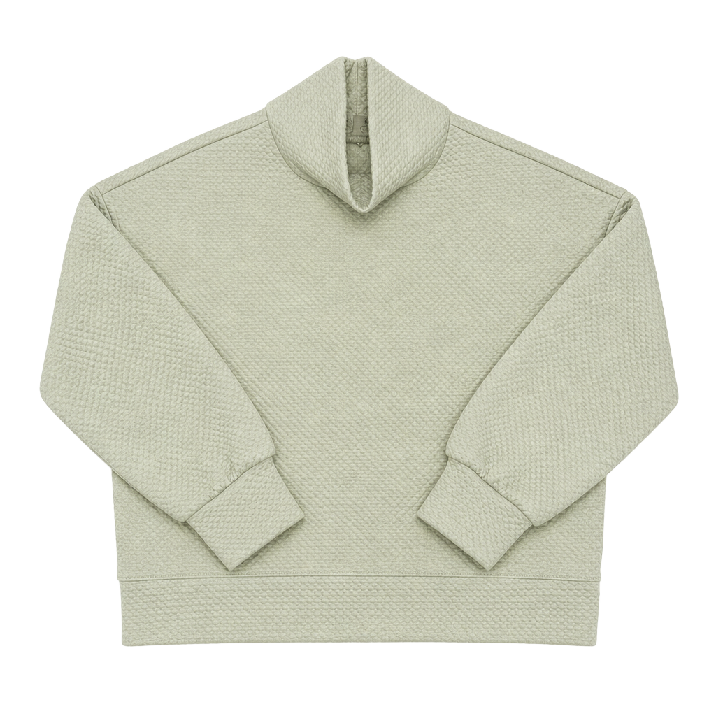 Calia Extended Neck Pullover Size XS Sage Green Quilted Sweatshirt 1