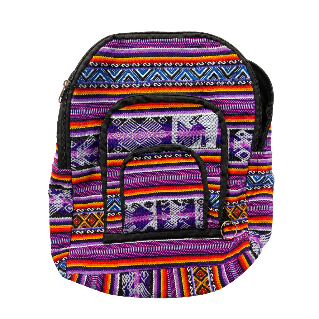 Multicolor Woven Aztec Tribal Striped Boho Backpack 1