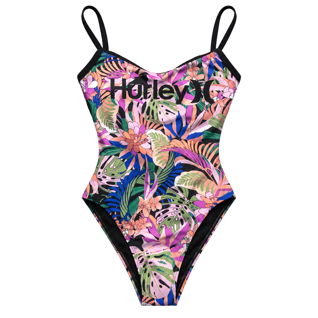 Hurley One Piece Swimsuit Size 1X Multicolor Tropical Floral 1