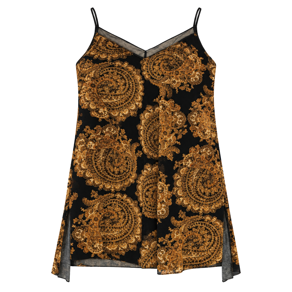 Free People Velvet Paisley Black Cami Tank Top 1