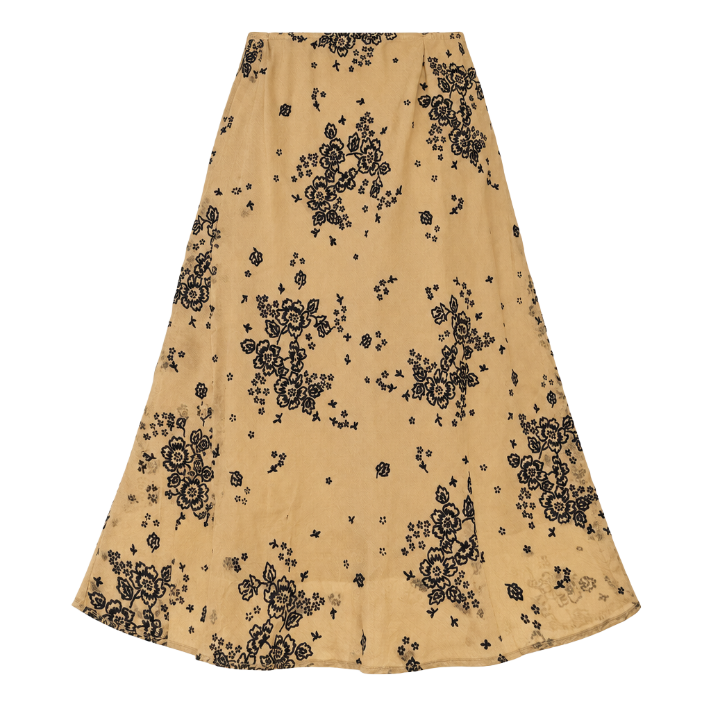 Floral Skirt Brown with Black and Gold Embroidered Mesh 1