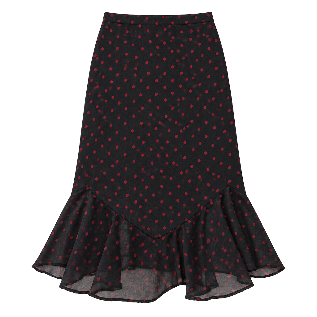 Red Polka Dot Chiffon Plus Size Black Dress 1