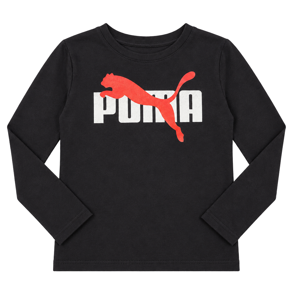 Puma Long Sleeve T-Shirt Size M 10/12 Black Red Logo 1