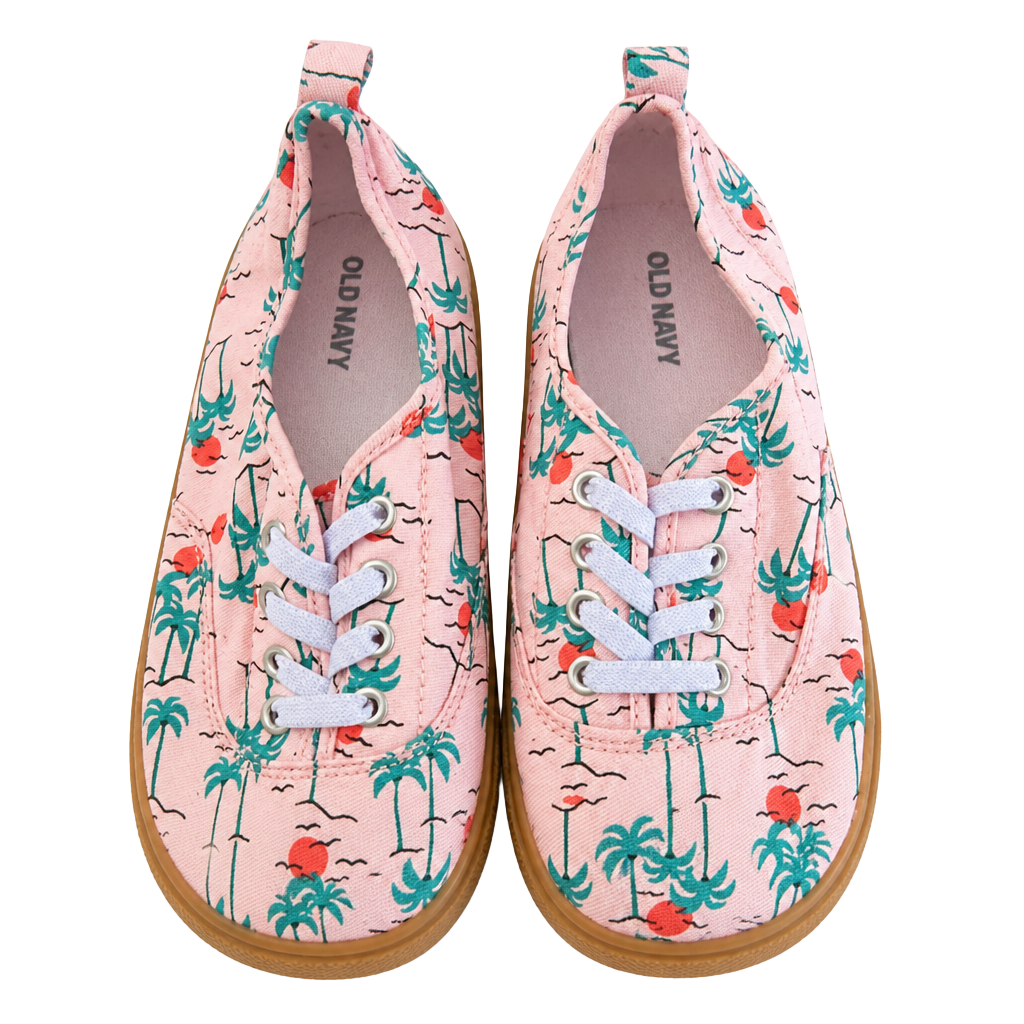 NWT - OLD NAVY - Peach Floral Print Sneakers - Size 3 1