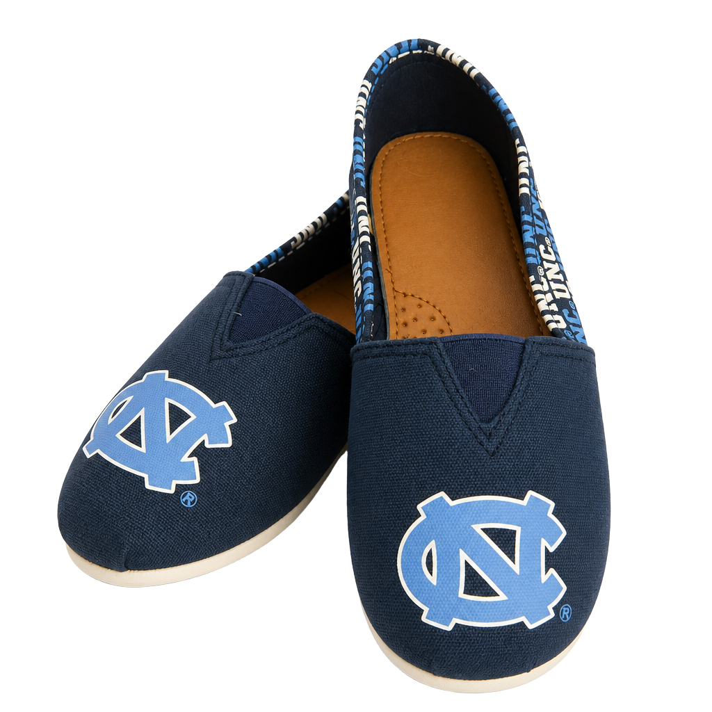 NEW - North Carolina Tar Heels NCAA Womens Stripe Canvas Shoes - Size L 1