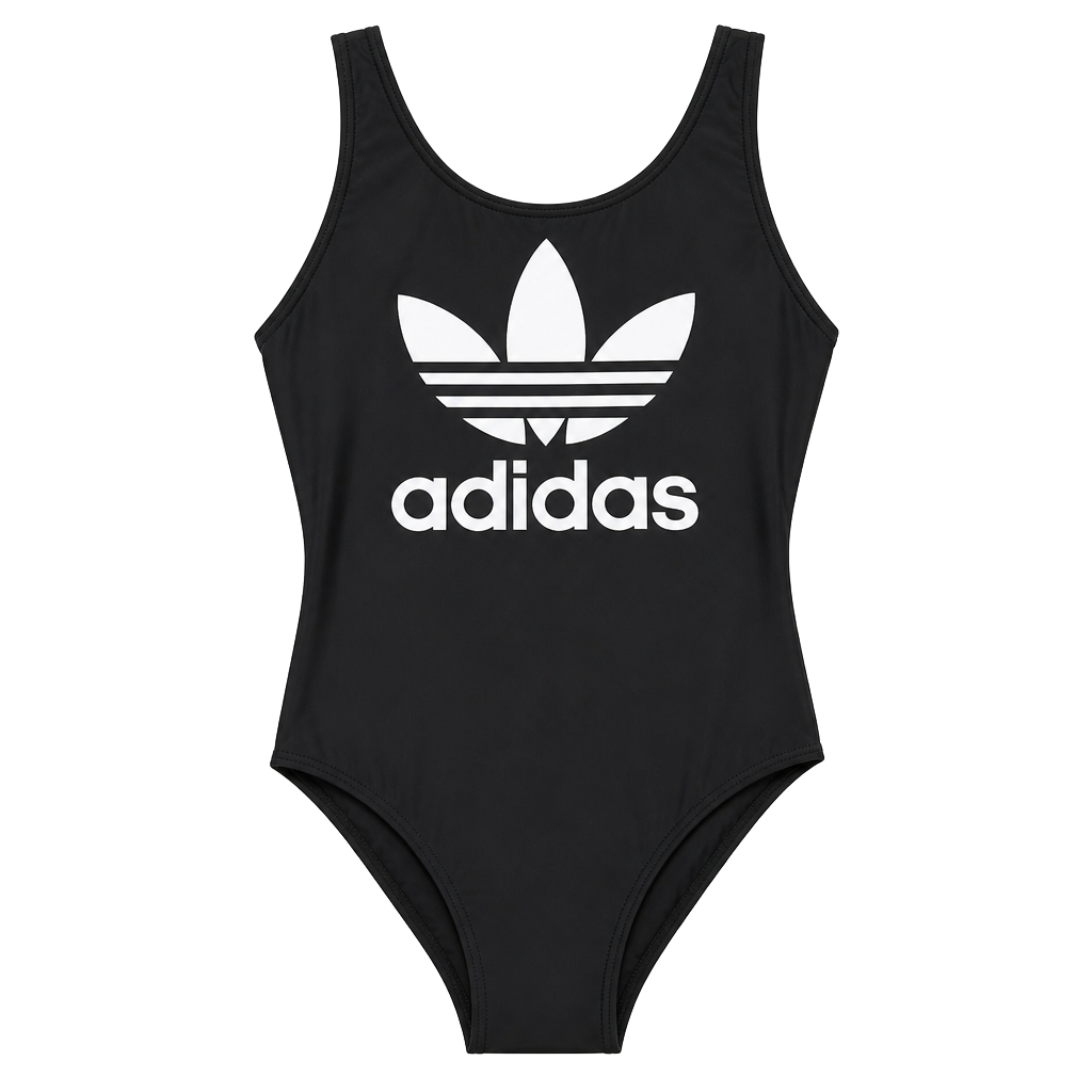 ADIDAS - Women's- Black & White Logo High-Cut One Piece Swim Suit - Size M 1