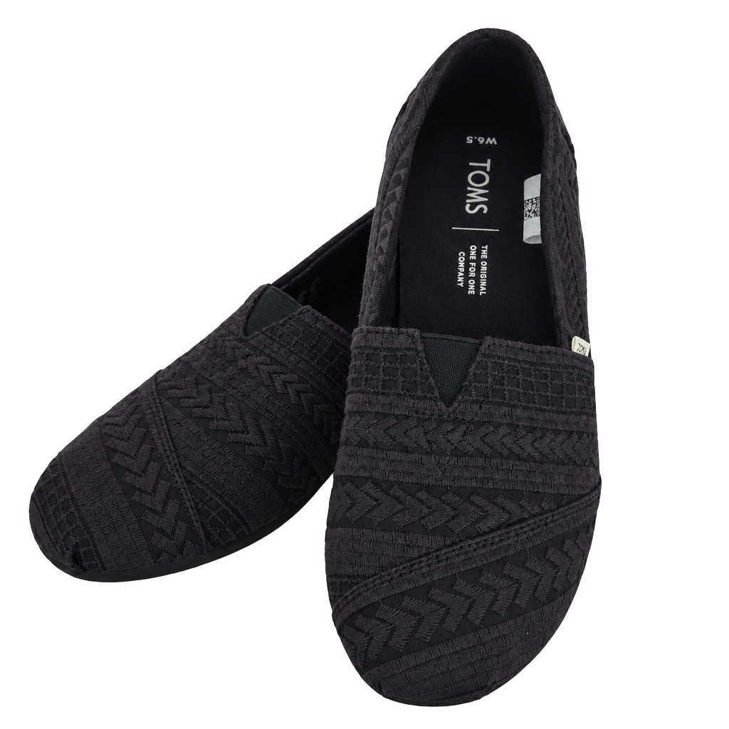 TOMS - Women's Black Lace Alpargata Slip-On Shoes - Size 9.5 1
