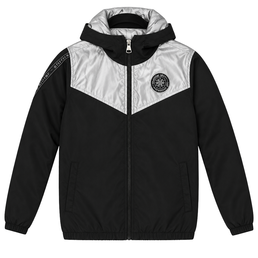 Madden Girl Full Zip Hooded Jacket Black Silver 1