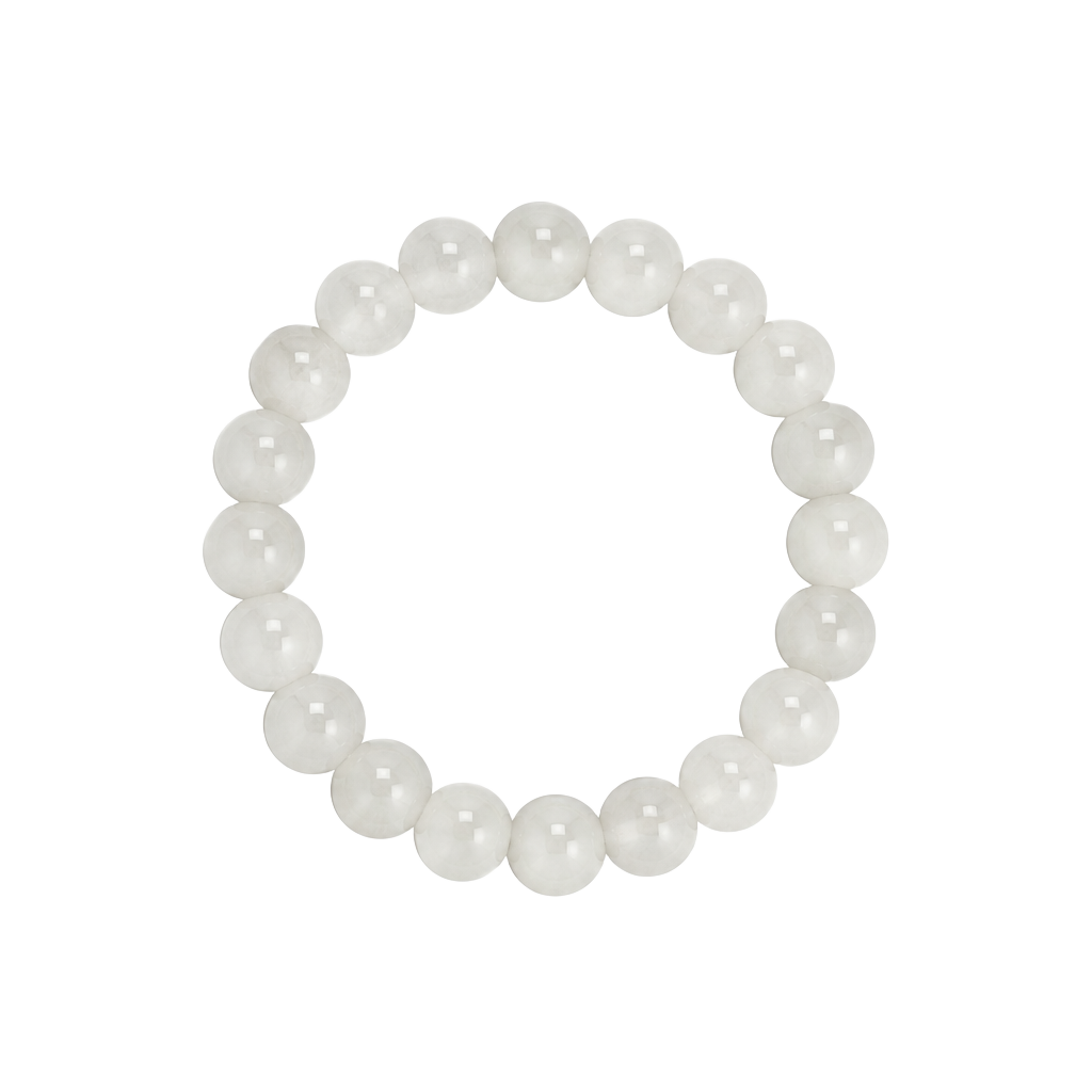 White Beaded Stretch Bracelet, Natural Gemstone Crystal Bead Jewelry 1