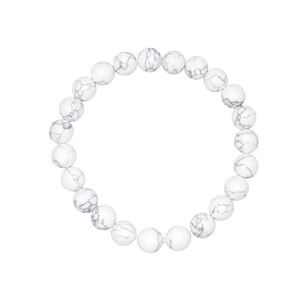 White Howlite Natural Stone Beaded Stretch Bracelet 1