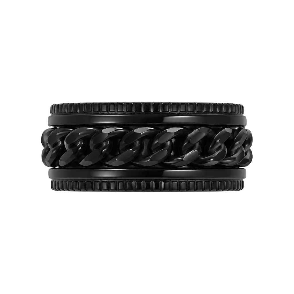 Black Stainless Steel Chain Spinner Fidget Ring Size 6 1