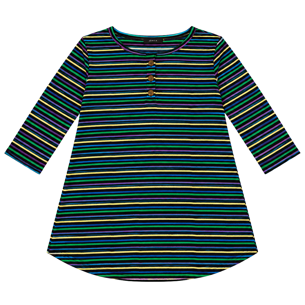 Zesica Striped Henley Shirt Size L Multi-Color 3/4 Sleeve 1