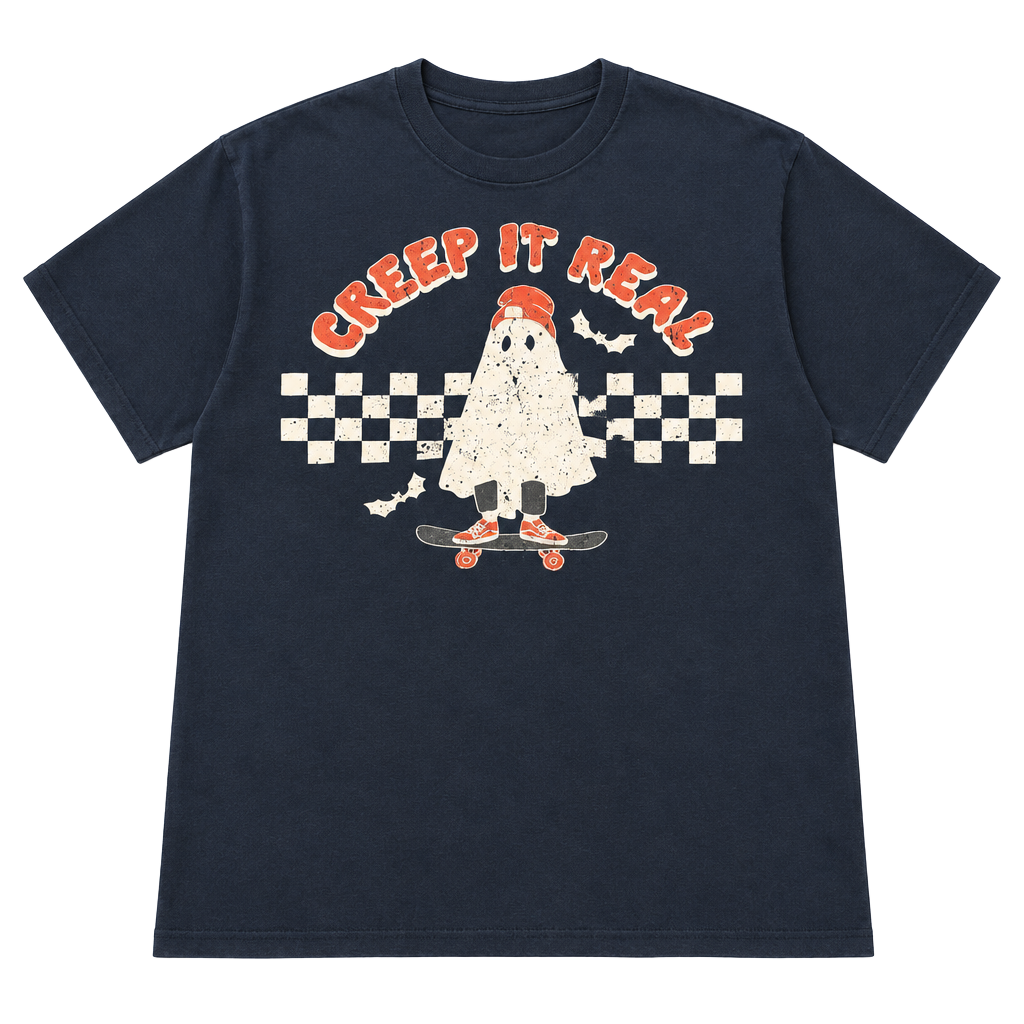 Creep It Real Graphic T-Shirt Size L Black Ghost Skateboarding 1