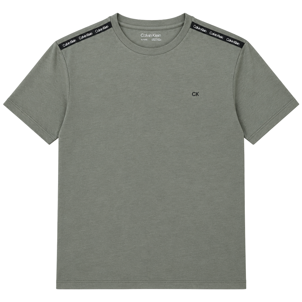 Calvin Klein Logo Tape T-Shirt XL Olive Green Crew Neck New 1