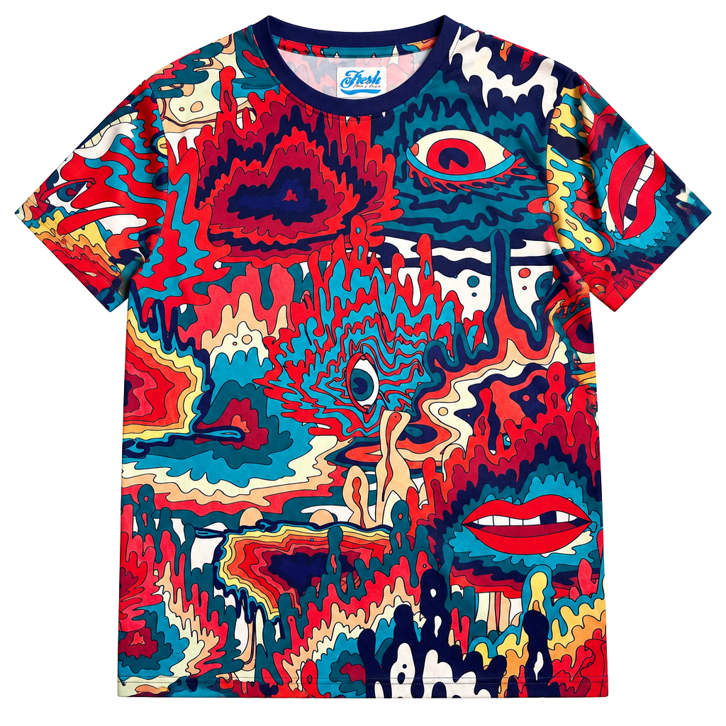 Fresh Prints of Bel-Air Psychedelic Trippy All Over Print T-Shirt Mens Medium M 1