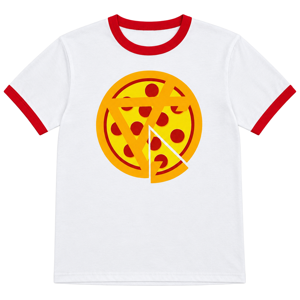 Augusta Sportswear Pizza Graphic Ringer T-Shirt Adult L White Red 1