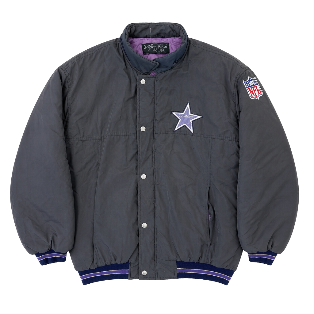 Vintage Pro Player NFL Dallas Cowboys Puffer Jacket distressed Large 1