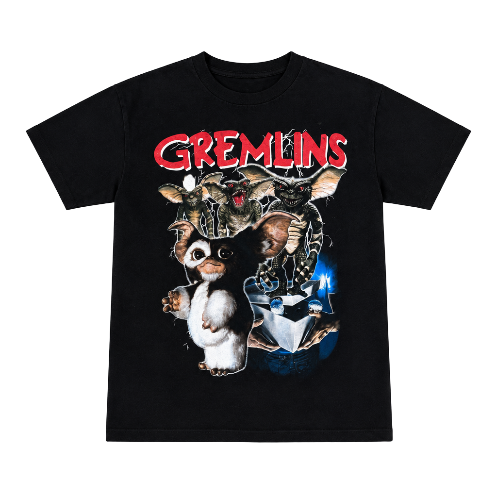Gremlins Movie Graphic Print Black Short Sleeve T-Shirt 1