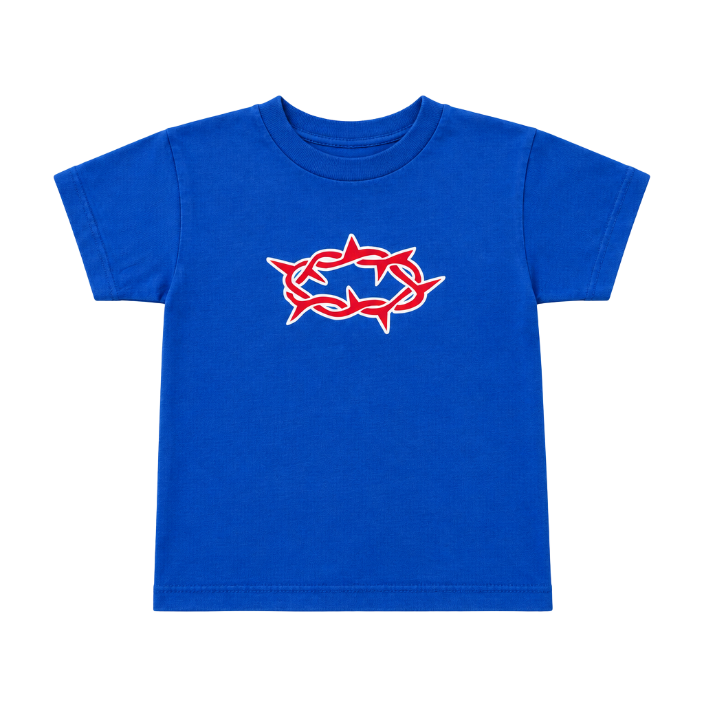 Crown Of Thorns Graphic Jesus Tee Style Blue Kids Medium 9/10 1
