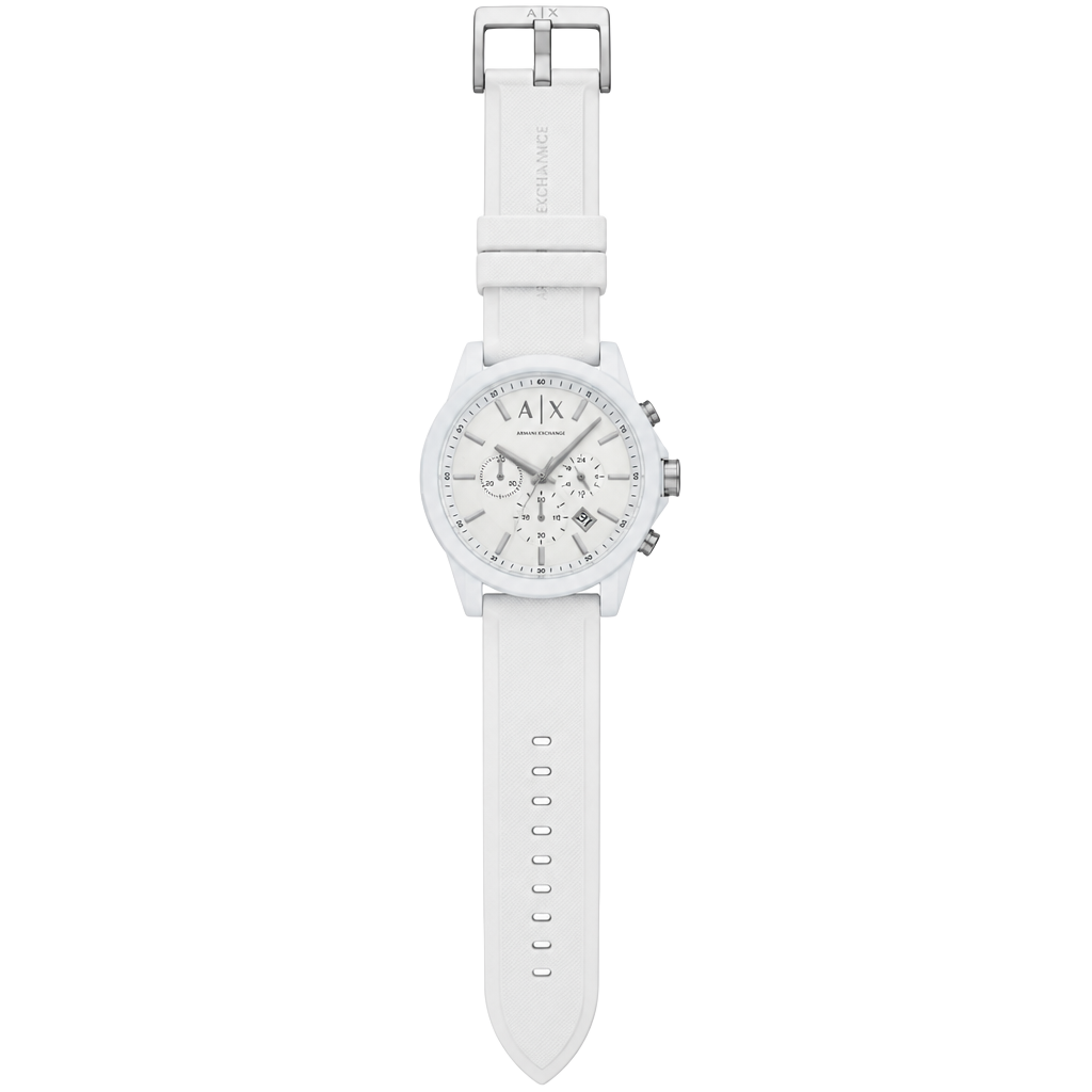 Armani Exchange AX1325 Men's White Chronograph Watch Silicone Strap New Tags 1
