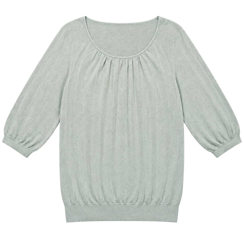 Jones New York Collection Women's L Sage Green 3/4 Sleeve Knit Pullover Sweater 1