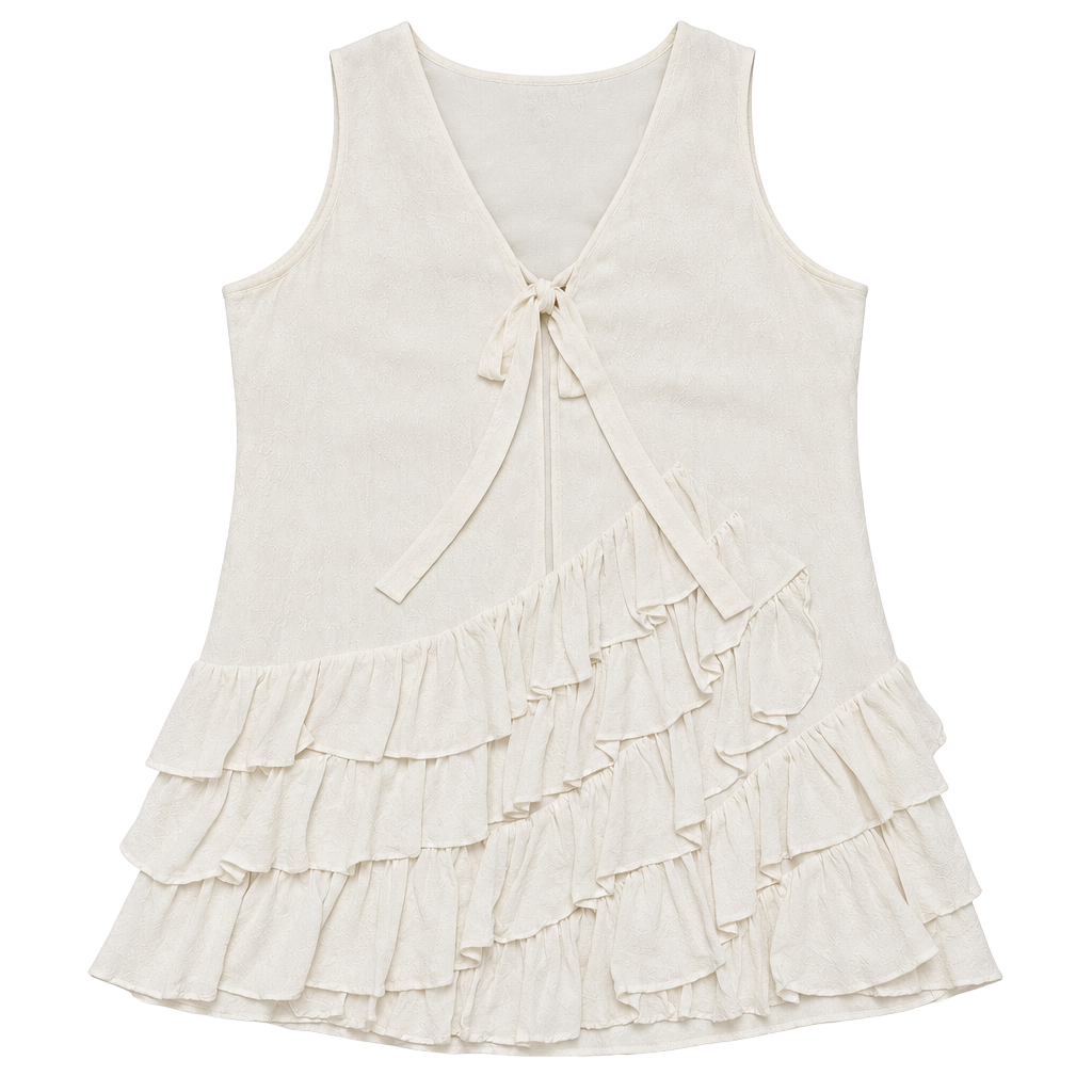 Banana Republic Women XL Ivory Ruffle Sleeveless Tie Front Blouse High Low 1