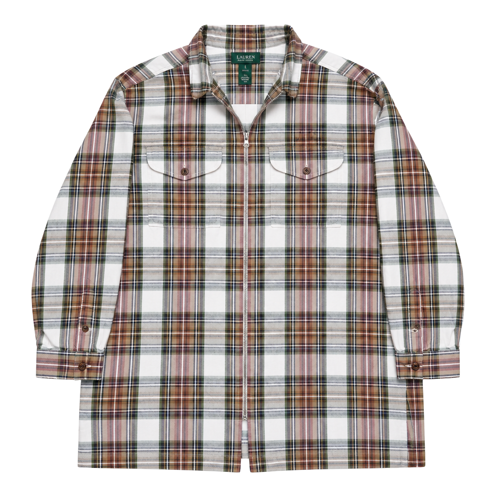 Lauren Ralph Lauren Men's L Plaid Full Zip Shirt Jacket Cotton Shacket Workwear 1