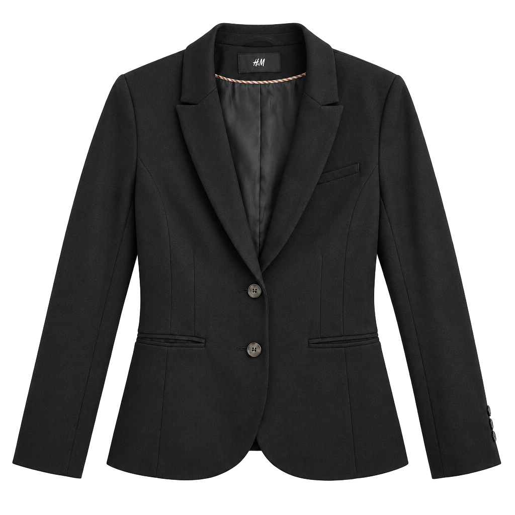 H&M Blazer Jacket Size 10 Black Two Button Lined 1