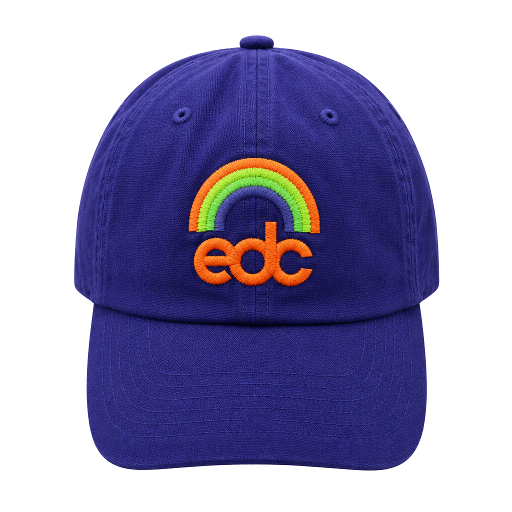 Insomniac EDC Rainbow Embroidered Purple Dad Hat 1