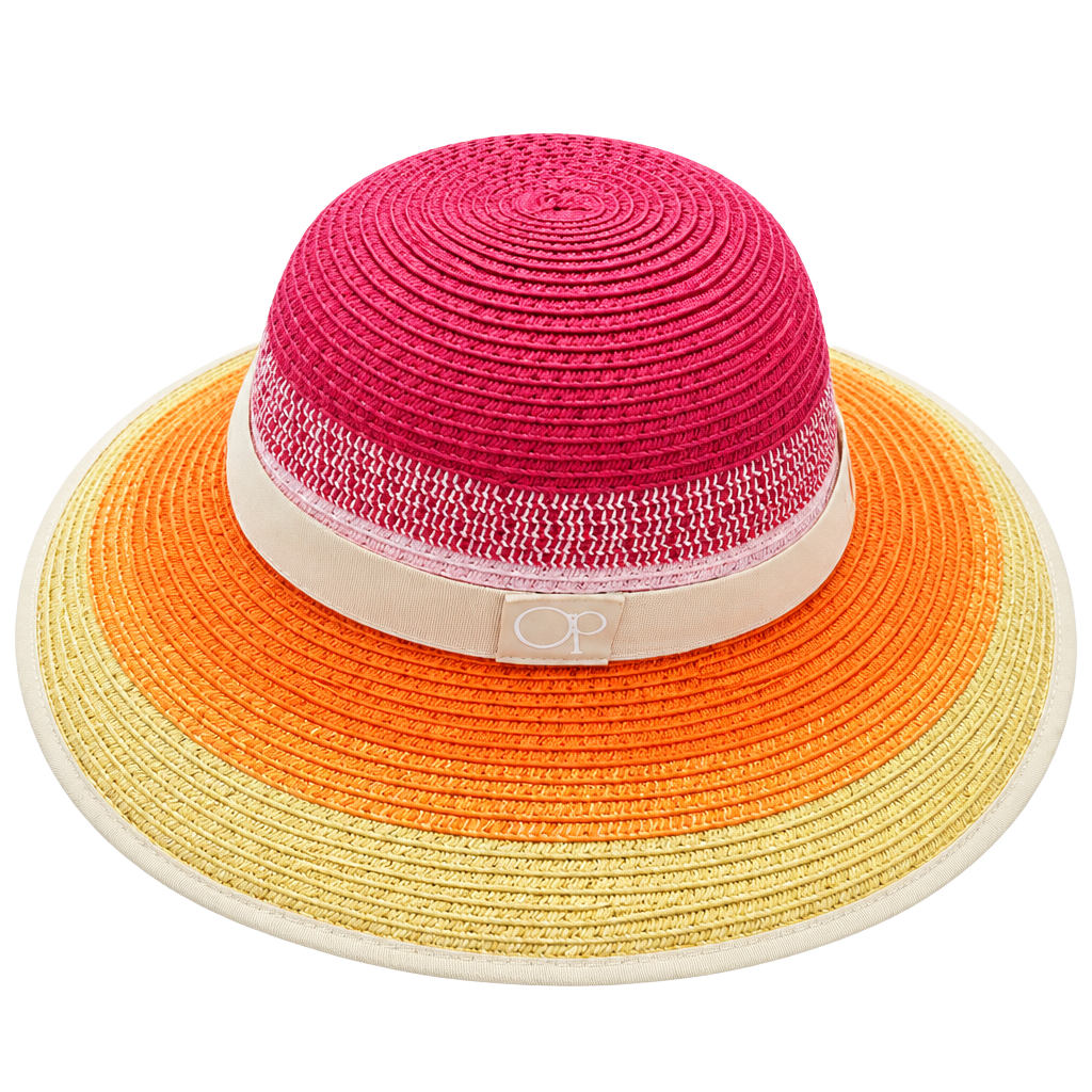 Ocean Pacific Paper Sun Hat Size O/S Multi-Color Striped Straw 1